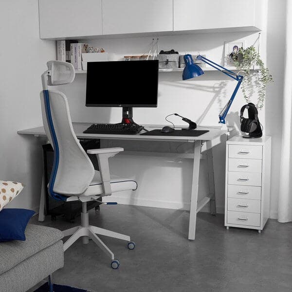 UTESPELARE / MATCHSPEL Gaming desk/chair/chest of drawers - light grey/white