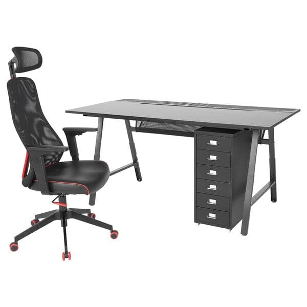 UTESPELARE / MATCHSPEL Gaming Desk/Chair/Chest of Drawers - Black , - best price from Maltashopper.com 09443003