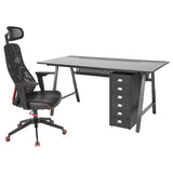 UTESPELARE / MATCHSPEL gaming desk, chair and drawer unit, black, 54 cm