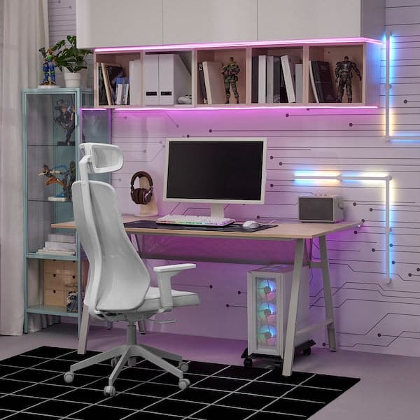 UTESPELARE - Gaming desk, ash effect/grey, 160x80 cm - best price from Maltashopper.com 10571532