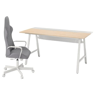 UTESPELARE - Gaming desk and chair, ash/grey effect , - best price from Maltashopper.com 99537380
