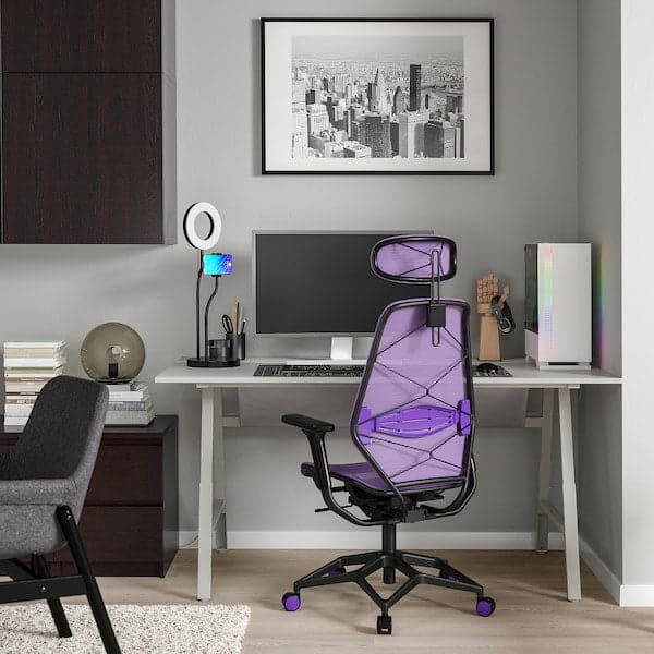 UTESPELARE / STYRSPEL - Gaming desk and chair, light gray purple / black