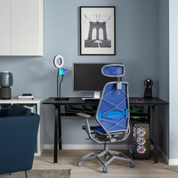 UTESPELARE / STYRSPEL - Gaming desk and chair, black blue/light grey , - best price from Maltashopper.com 19491159