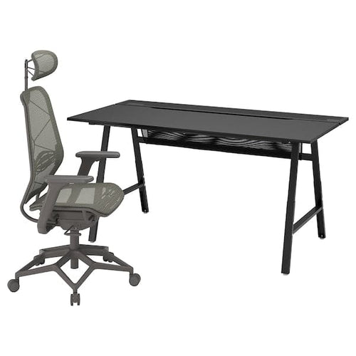UTESPELARE / STYRSPEL - Gaming desk and chair, black / gray ,