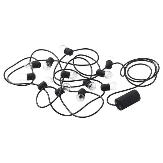 Ikea UTSUND - LED lighting chain with 12 lights, outdoor/battery-operated black