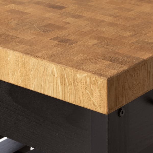 Ikea VADHOLMA - Kitchen island, black/oak, 79x63x90 cm
