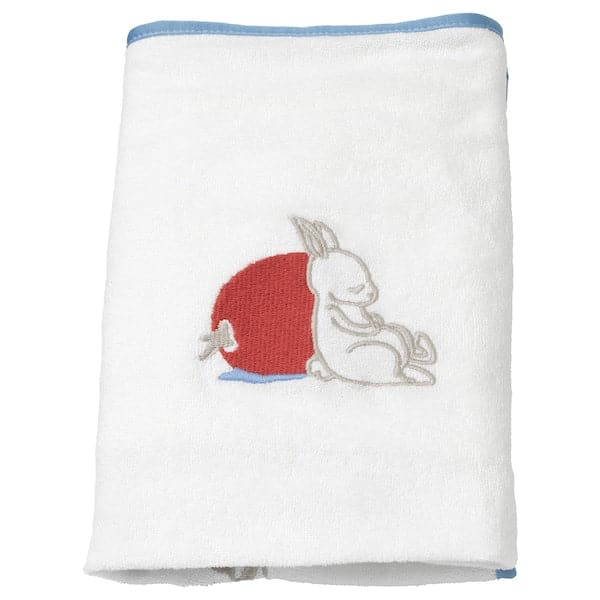 VÄDRA - Cover for babycare mat, rabbit pattern/white, 48x74 cm