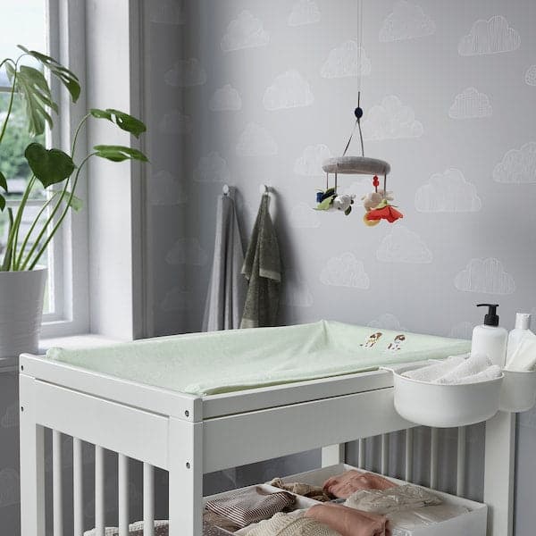 Ikea VÄDRA - Cover for babycare mat, puppy pattern/light green, 48x74 cm