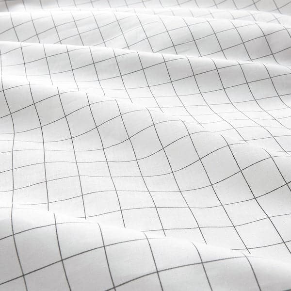 VÄNKRETS - Duvet cover and pillowcase, check pattern white/yellow, 150x200/50x80 cm - best price from Maltashopper.com 30507941