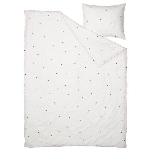VÄNKRETS - Duvet cover and pillowcase, dot pattern white/pink, 150x200/50x80 cm - best price from Maltashopper.com 50504729