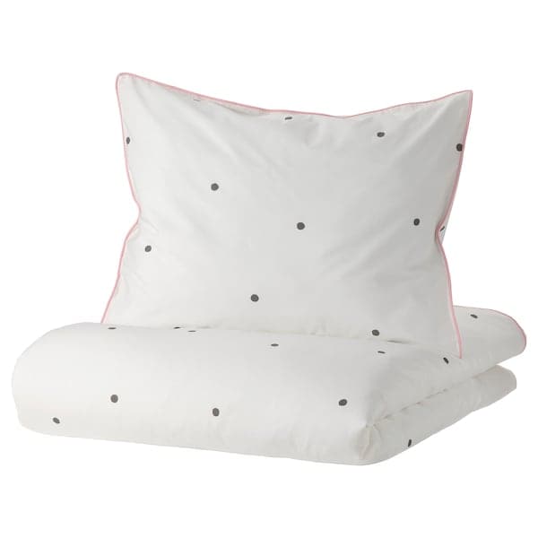 VÄNKRETS - Duvet cover and pillowcase, dot pattern white/pink, 150x200/50x80 cm - best price from Maltashopper.com 50504729