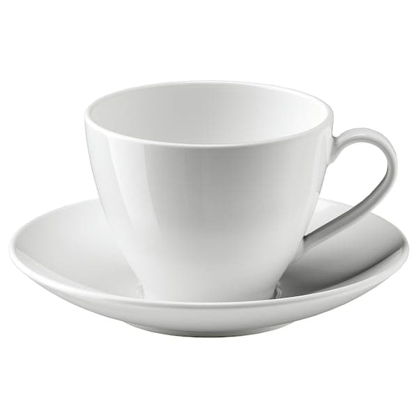 VÄRDERA - Teacup with saucer, white, 36 cl