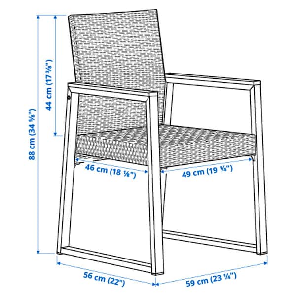 Ikea VÄRMANSÖ - Table+6 chairs, outdoor, dark grey/brown, 224 cm