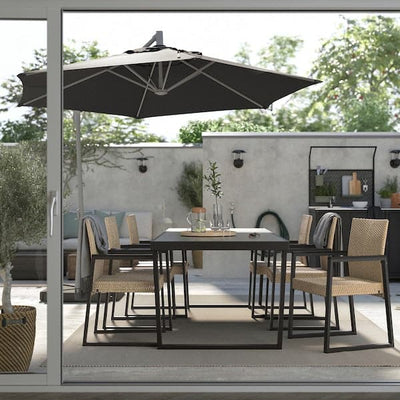 VÄRMANSÖ - Table+6 chairs, outdoor, dark grey/brown , 224 cm - best price from Maltashopper.com 59500213