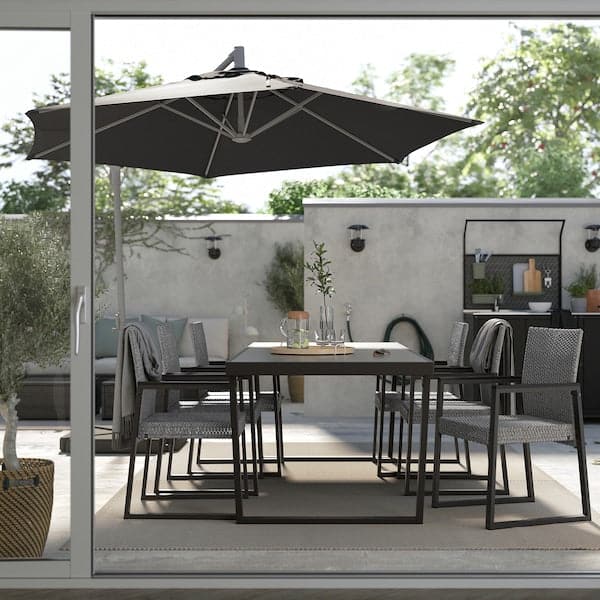 Ikea VÄRMANSÖ - Table, outdoor, dark grey, 224x93 cm