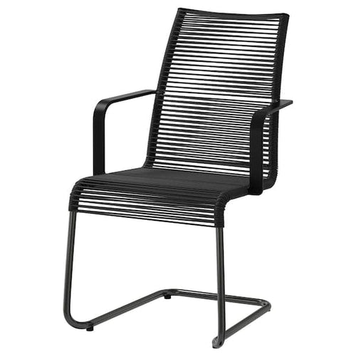 VÄSMAN - Chair with armrests, outdoor, black