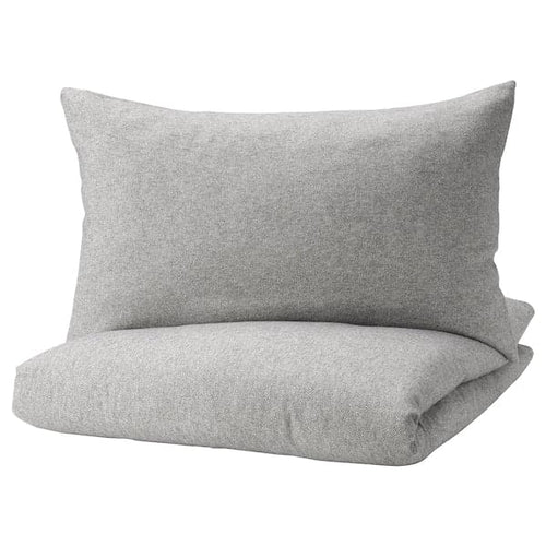 VÄSTKUSTROS Duvet cover and pillowcase - dark grey/white 150x200/50x80 cm , 150x200/50x80 cm