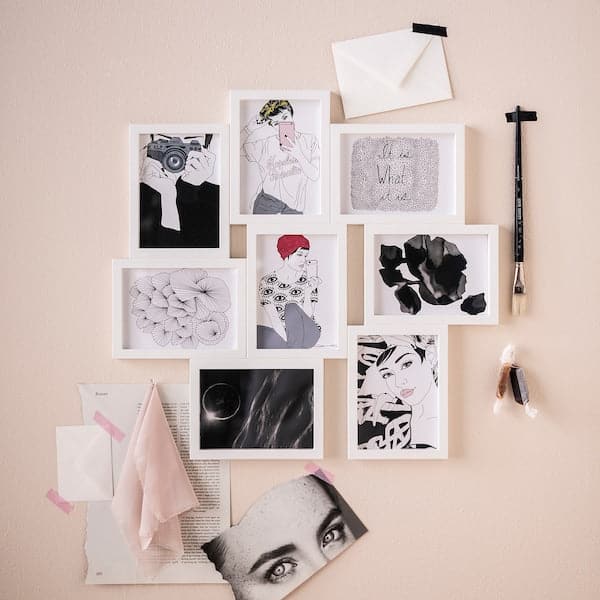 Ikea VÄXBO - Collage frame for 8 photos, white, 13x18 cm