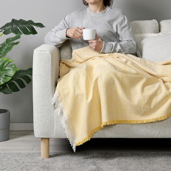 Ikea VÄXELBRUK - Plaid, light yellow,130x170 cm
