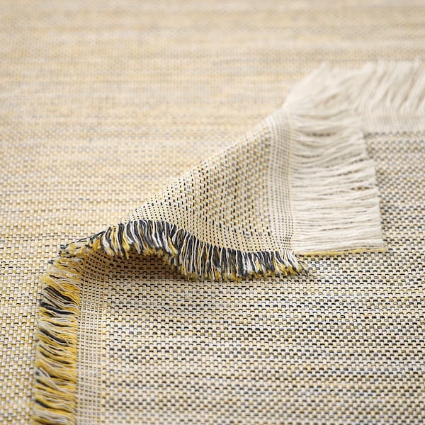 Ikea VÄXELBRUK - Plaid, grey-yellow,130x170 cm