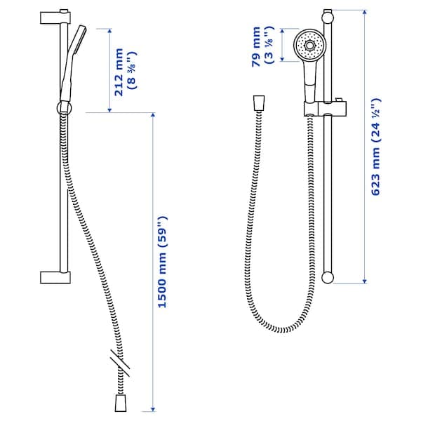 Ikea VALLAMOSSE Shower/rod set for ups and downs - chrome ,