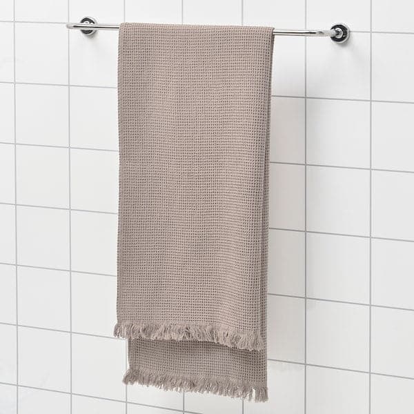 VALLASÅN - Bath towel, light grey/brown, 70x140 cm