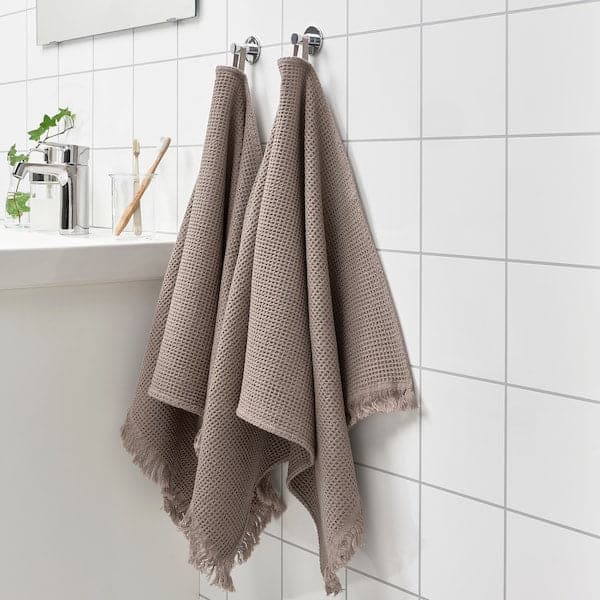 Ikea VALLASÅN - Hand towel, light grey/brown, 50x100 cm