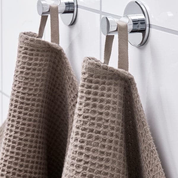 Ikea VALLASÅN - Hand towel, light grey/brown, 50x100 cm