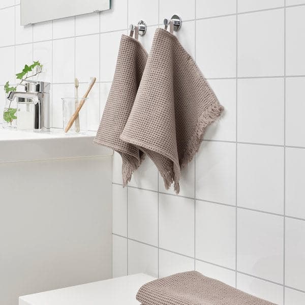 Ikea VALLASÅN Guest towel - light grey/brown 30x50 cm , 30x50 cm