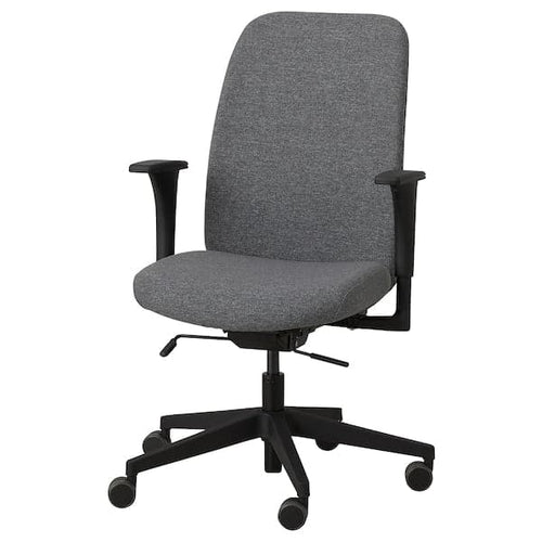 VALLFJÄLLET - Office chair with armrests, Gunnared grey ,