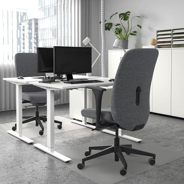 Ikea VALLFJÄLLET - Office chair with armrests, Gunnared grey ,
