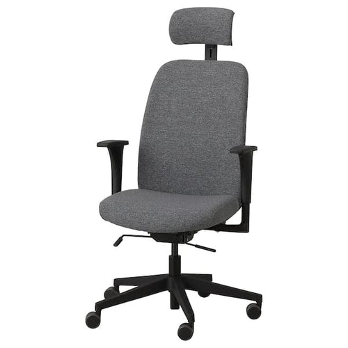 VALLFJÄLLET - Office chair/armchair/headrest, Gunnared grey ,