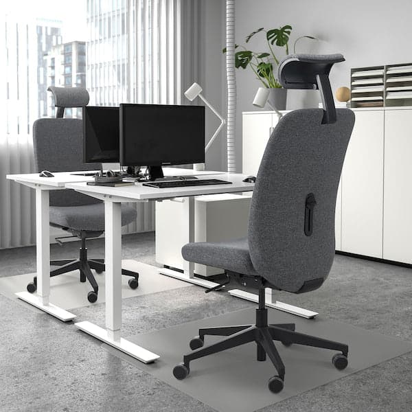 Ikea VALLFJÄLLET - Office chair with headrest, Gunnared grey ,