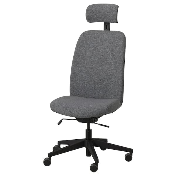 Ikea VALLFJÄLLET - Office chair with headrest, Gunnared grey ,