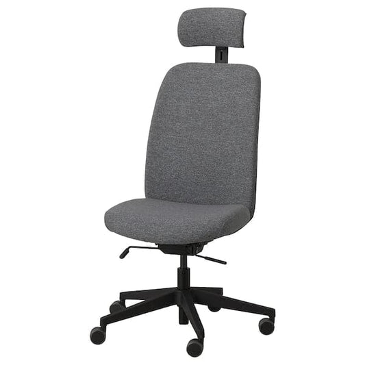 Ikea VALLFJÄLLET - Office chair with headrest, Gunnared grey ,
