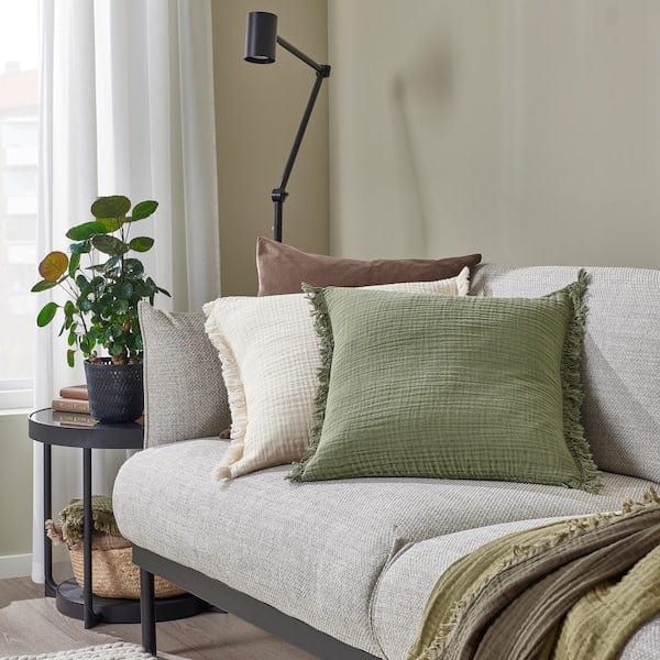 Ikea VALLKRASSING - Cushion cover, grey-green, 50x50 cm