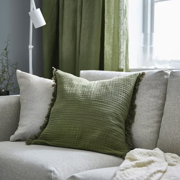 Ikea VALLKRASSING - Cushion cover, grey-green, 50x50 cm