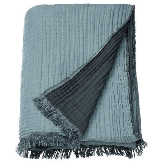 Ikea VALLKRASSING - Throw, light blue-grey, 150x200 cm