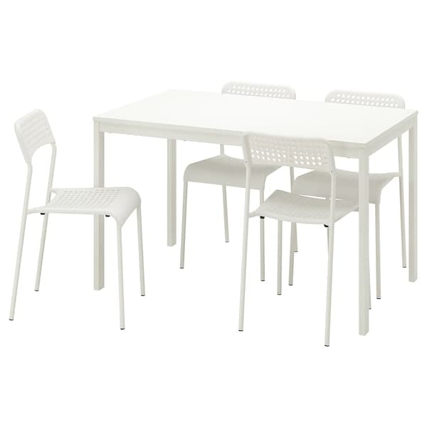 VANGSTA / ADDE - Table and 4 chairs, white/white, 120/180 cm - best price from Maltashopper.com 59483044