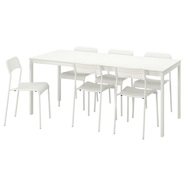 VANGSTA / ADDE - Table and 6 chairs, white/white
