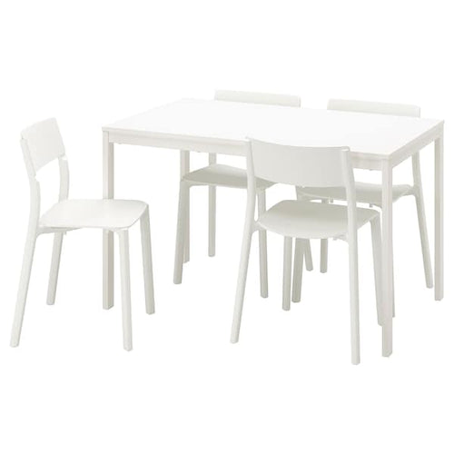 VANGSTA / JANINGE - Table and 4 chairs, white/white, 120/180 cm