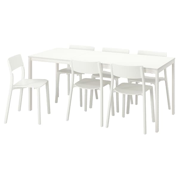 VANGSTA / JANINGE - Table and 6 chairs, white/white