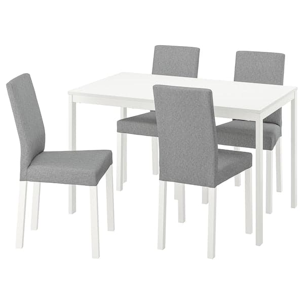 VANGSTA / KÄTTIL Table and 4 chairs - white/Knisa light grey 120/180 cm