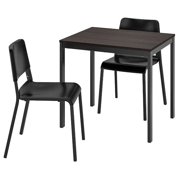 VANGSTA / TEODORES Table and 2 chairs, dark brown/black, 80/120 cmShow size specifications , 80/120 cm - best price from Maltashopper.com 89494296