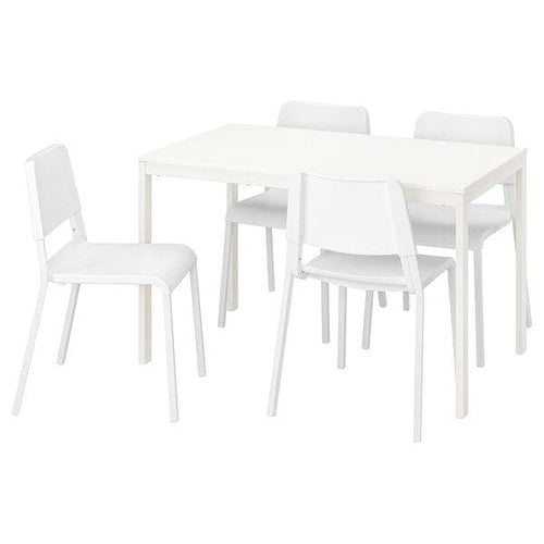 VANGSTA / TEODORES - Table and 4 chairs, white/white, 120/180 cm