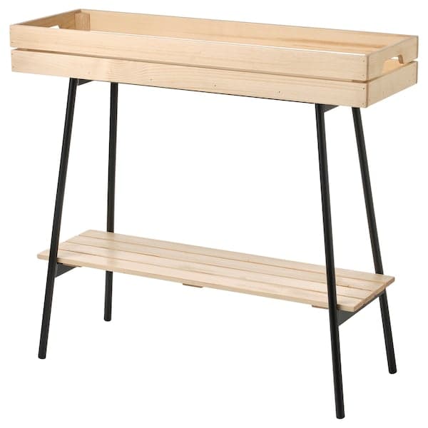 VANILJSTÅNG - Plant stand, pine/black, 67 cm