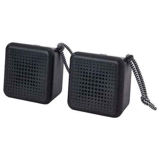 Ikea VAPPEBY - Bluetooth speakers, black/set of 2 waterproof