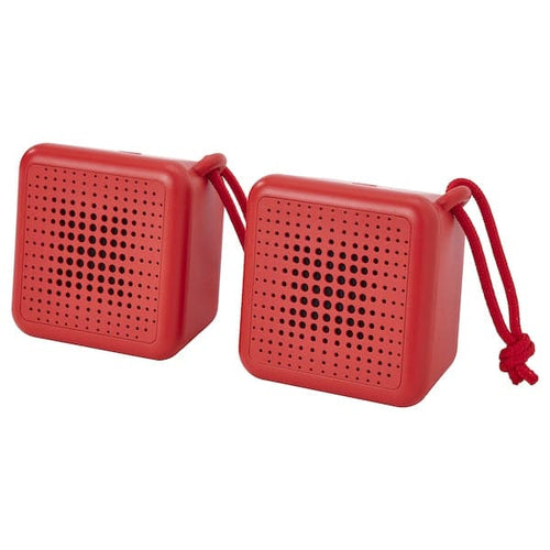 VAPPEBY - Bluetooth speakers, red/set of 2 waterproof