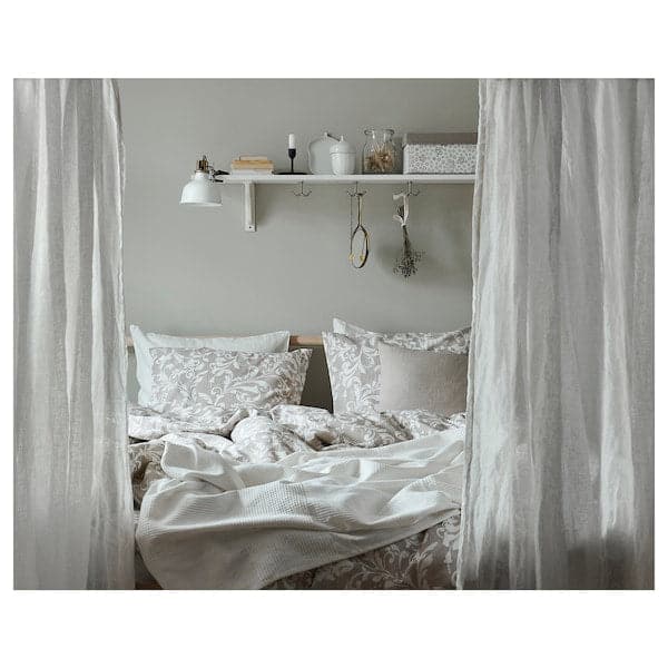 Ikea VÅRBRÄCKA - Duvet cover and 2 pillowcases, beige/white, 240x220/50x80 cm