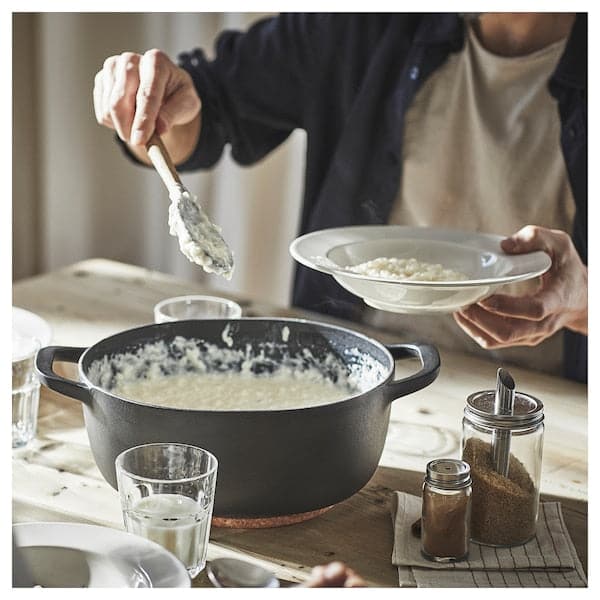 Ikea VARDAGEN - Casserole with lid, enamelled cast iron matt/black, 5 l